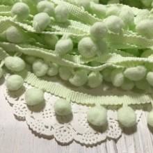 Тесьма помпончики, 1,5 см, светло-мятный, моток 20 ярдов (18,5 м)