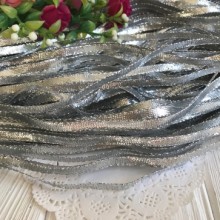 Тесьма парчовая плоская (широкая), 5 мм, серебро, моток 90 м