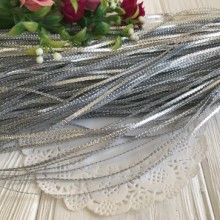 Тесьма парчовая плоская (тонкая), 2 мм, серебро, моток 90 м