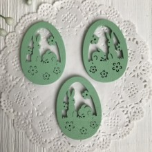Деревянное фигурное яйцо с кроликом (маленькое), 4,5 см, зеленый, упаковка 50 шт.