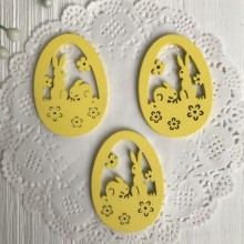 Деревянное фигурное яйцо с кроликом (маленькое), 4,5 см, желтый, упаковка 50 шт.