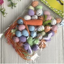 Пасхальный набор маленький (яйца 2 см, две морковки, наполнитель), разноцветные, упаковка