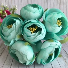 Півонії тканинні на гілочці, 4 см, тіффані, упаковка 30 шт.