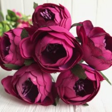 Півонії тканинні на гілочці, 4 см, малиново-фіолетові, упаковка 30 шт.