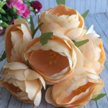 Півонії тканинні на гілочці, 4 см, персикові, упаковка 30 шт.