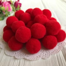 Помпоны бархатные, 2 см, красный, упаковка 500 шт.