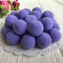 Помпоны бархатные, 2 см, фиолетовый, упаковка 500 шт.