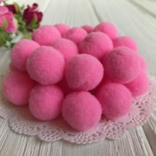 Помпоны бархатные, 2 см, ярко-розовый, упаковка 500 шт.