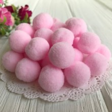 Помпоны бархатные, 2 см, светло-розовый, упаковка 500 шт.