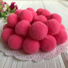 Помпоны бархатные, 2 см, коралловый, упаковка 500 шт.