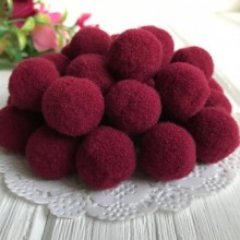 Помпоны бархатные, 2 см, бургунди, упаковка 500 шт.