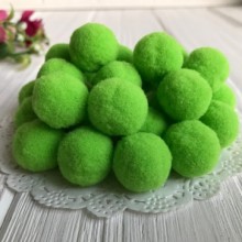 Помпоны бархатные, 2 см, ярко-зеленый, упаковка 500 шт.