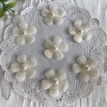 Цветочек из фетра с жемчугом, 2,5 см, молочный, упаковка 1000 шт.