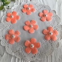 Цветочек из фетра с жемчугом, 2,5 см, темный персик, упаковка 1000 шт.