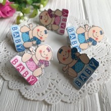 Прищепка-декор, 3,5х2,1 см, Baby (розовый/голубой), упаковка 12 шт.