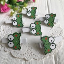 Прищепка-декор, 2,5х2 см, жабки (зеленый), упаковка 12 шт.