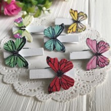 Прищепка-декор, 3х2,2 см, бабочки разноцветные (цветной микс), упаковка 12 шт.