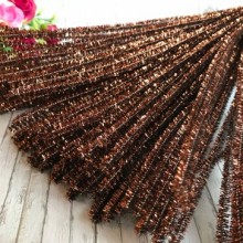 Синельная проволока с блестками, 30 см, шоколадный, 100 шт.