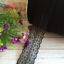 Кружево цветочек, 4,5 см, черное, (не стрейчевое), бобина 300 ярдов (270 м)