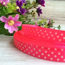 Атлас 0,9 см горох, малиновый, рулон 45 м