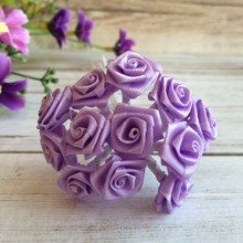 Атласная розочка на проволочке, 1,5 см, лиловая, упаковка 144 шт.