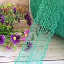 Кружево цветочек, 4,5 см, мятное, (не стрейчевое), бобина 300 ярдов (270 м)