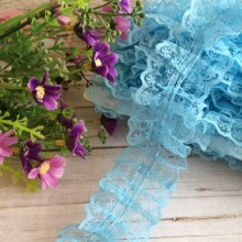 Кружево-рюша, 4 см, голубое, моток 18 м