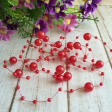 Бусины на леске, 3-8 мм, красные, упаковка 40 нитей