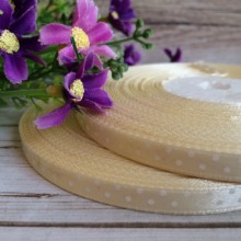 Атлас 0,6 см горох, кремовый, рулон 45 м