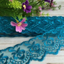 Кружево яблочко, 4,5 см, бирюзовый, рулон 9 м