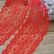 Кружево цветочек, 4,5 см, красное, (не стрейчевое), бобина 300 ярдов (270 м)
