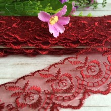 Кружево яблочко, 4,5 см, бургунди, рулон 9 м