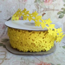 Кружевная лента цветочек вьюнок, 2 см, желтый, рулон 20 м
