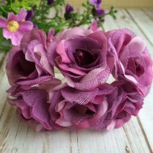 Роза с тканью, 3,5 см, сиреневая, упаковка 36 шт.