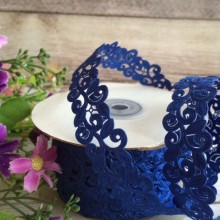 Лента-кружево, 2 см, темно-синий, рулон 20 м