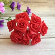 Атласная розочка на проволочке, 1,5 см, красная, упаковка 144 шт.