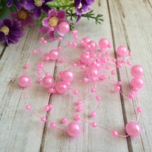 Бусины на леске, 3-8 мм, ярко-розовые, упаковка 40 нитей