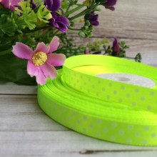 Атлас 0,9 см горох, салатовый, рулон 45 м