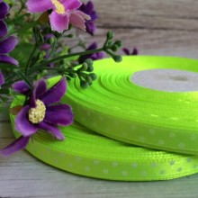 Атлас 0,6 см горох, салатовый, рулон 45 м