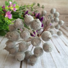 Ягодки в сахаре, 11 мм, серебристые, упаковка 400 ягод