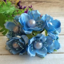 Цвет яблони с жемчужинкой, голубой, упаковка 10 пучков