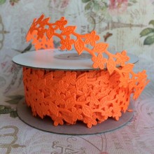 Кружевная лента цветочек вьюнок, 2 см, ярко-оранжевый, рулон 20 м