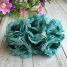 Роза с тканью, 3,5 см, мятная, упаковка 36 шт.
