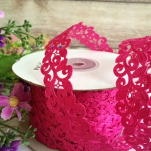 Лента-кружево, 2 см, малиновый, рулон 20 м