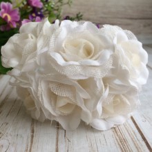 Роза с тканью, 3,5 см, белая, упаковка 36 шт.