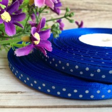 Атлас 0,6 см горох, темно-синий, рулон 45 м