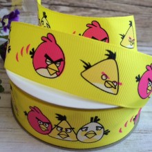 Репс 2,5 см, Angry birds, желтый, рулон 23 м
