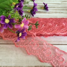 Кружево яблочко, 4,5 см, коралловый, рулон 9 м