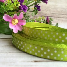 Атлас 0,9 см горох, оливка, рулон 45 м