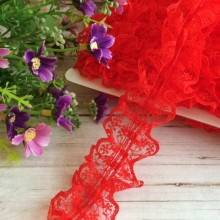 Кружево-рюша, 4 см, красное, моток 18 м
